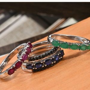 Multi-Gem Interchangeable Ring Sz6 Sterling